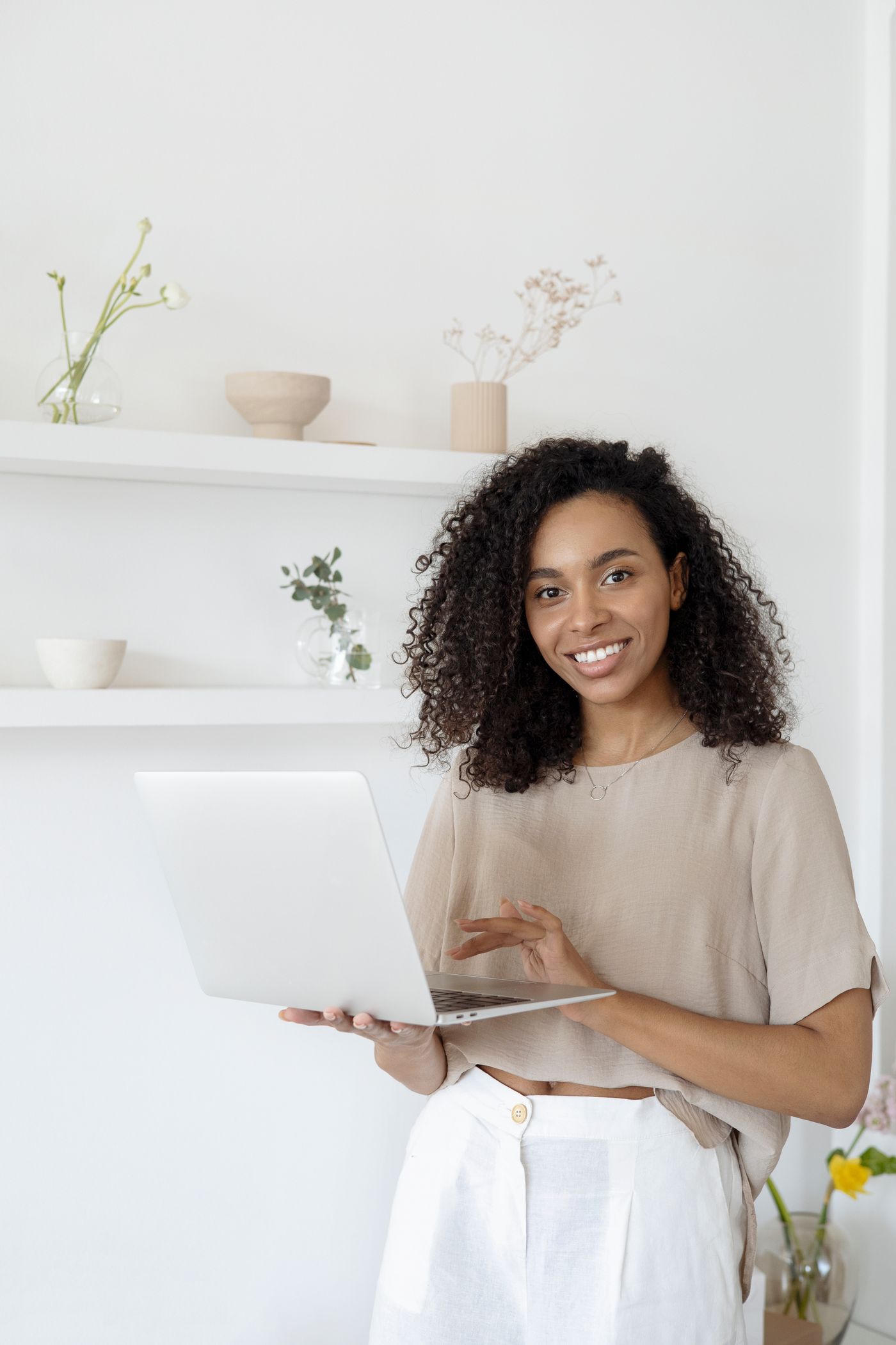 Self-employed business owner working from home